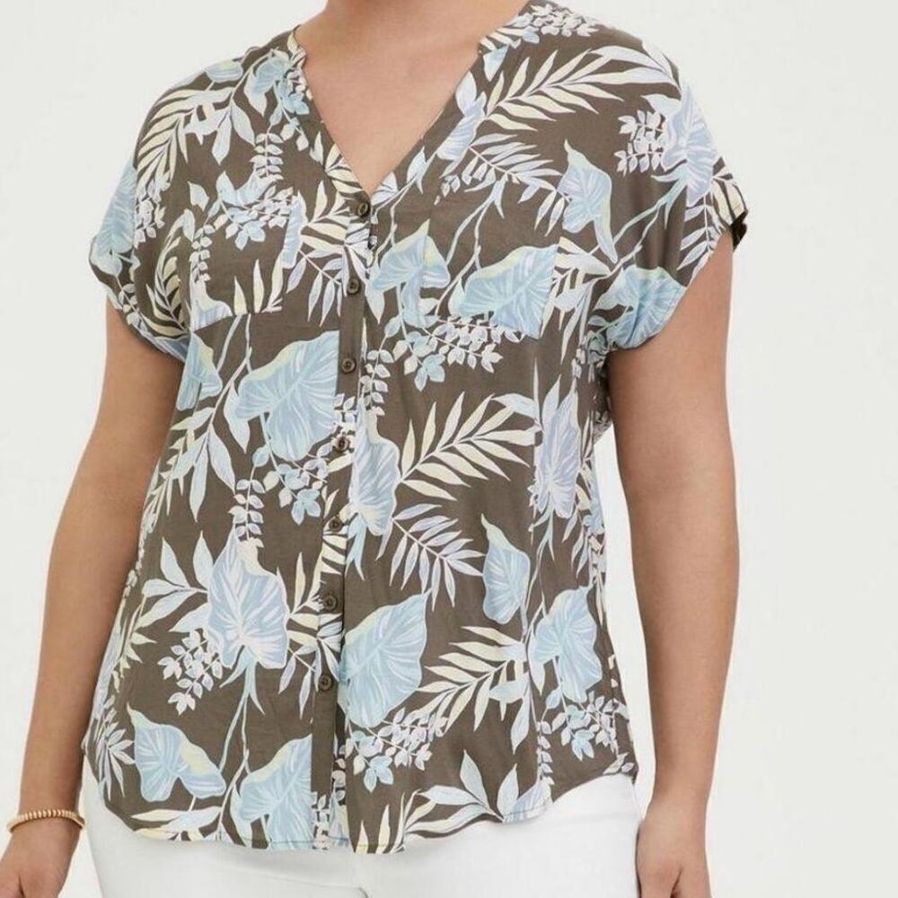 Torrid Vacay Floral Short Sleeve Challis Dolman Sleeve Cruise Top Size 5X New